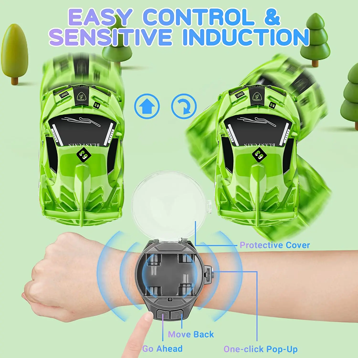 New Mini Remote Control Car Watch Toys,2.4 GHz RC Watch Racing Car  TikTok Watch Car