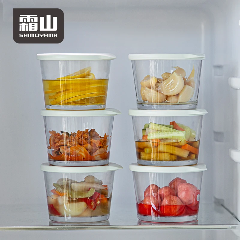 SHIMOYAMA Food Reefe Yogurt Fruit Kitchen Glass Meal Prep Containers Food Storage Jar Round With Lid