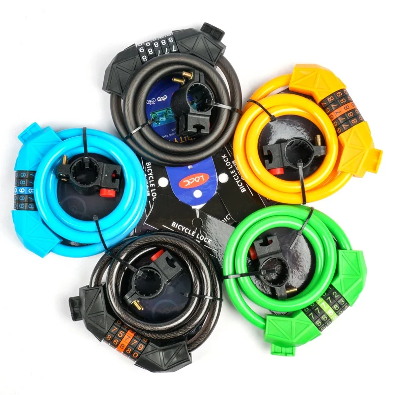 Mountainous Bicycle Chain Bar Lock Steel Cable Lock Riding Equipment Accessories With Five-Digit Code Disk For Bicycle Lock