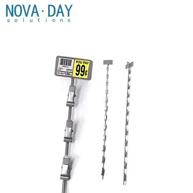 Hangzhou Novaday Supermarket Branding Merchandising Hanging Metal Clip Strip With Label Header