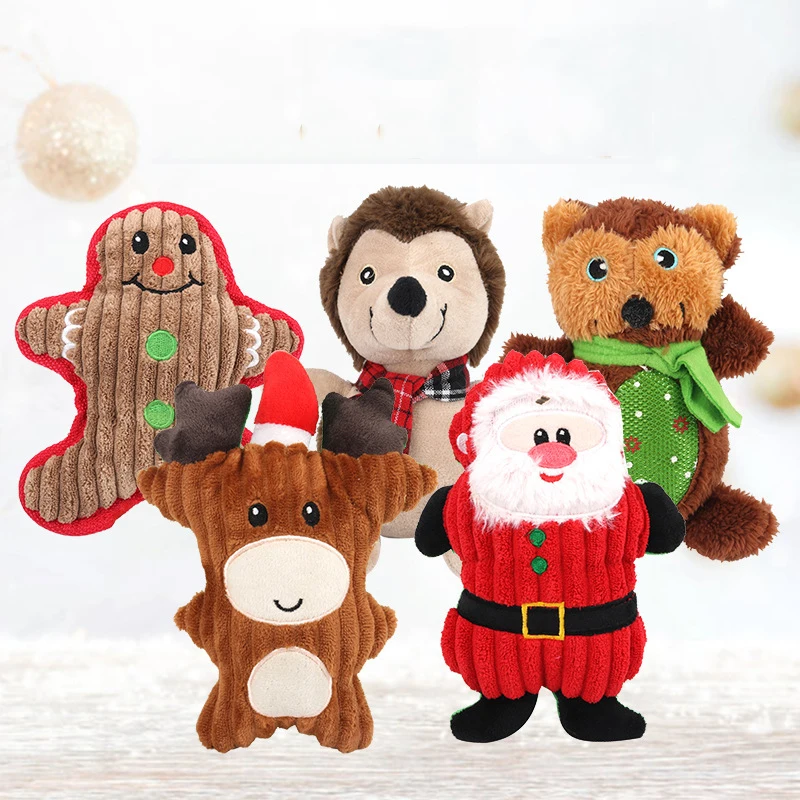 
Manufacturer wholesale bear snowman santa claus squeaky pet dog christmas plush toys  (1600273434847)