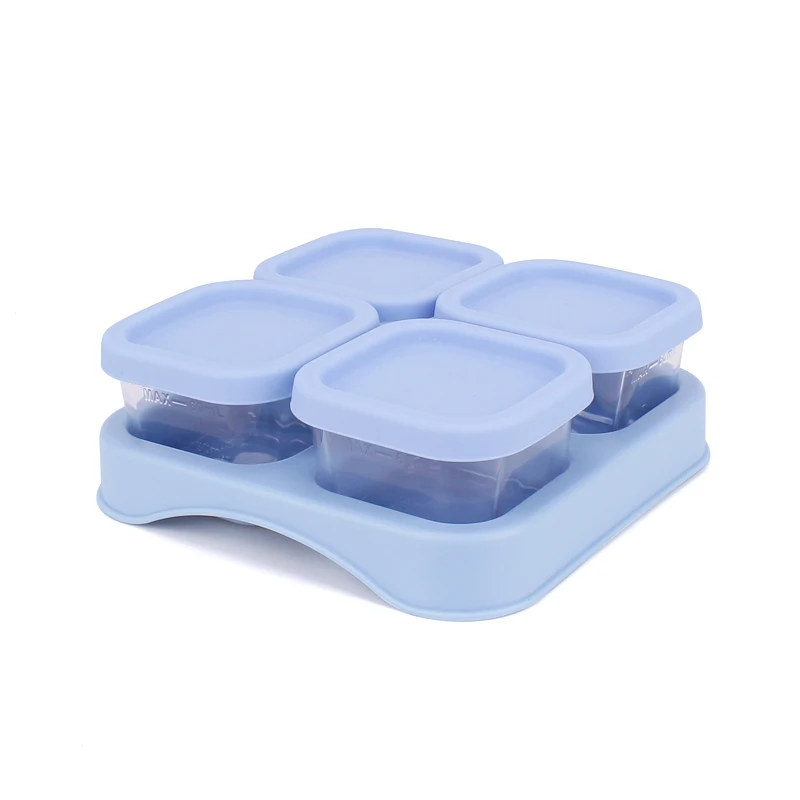 4 Pcs  High Borosilicate Glass Baby Food Storage Containers Portable Food Freezer Fresh Box 60 ml