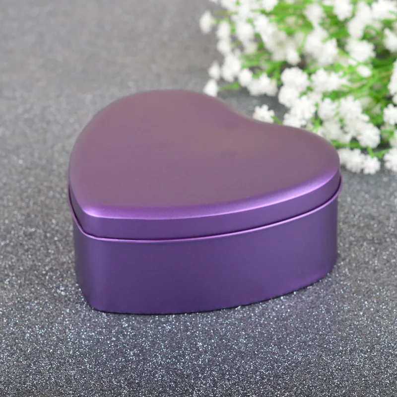 Eco-friendly colorful custom mini  empty cheap food grade heart-shaped metal tinplate box tin cans