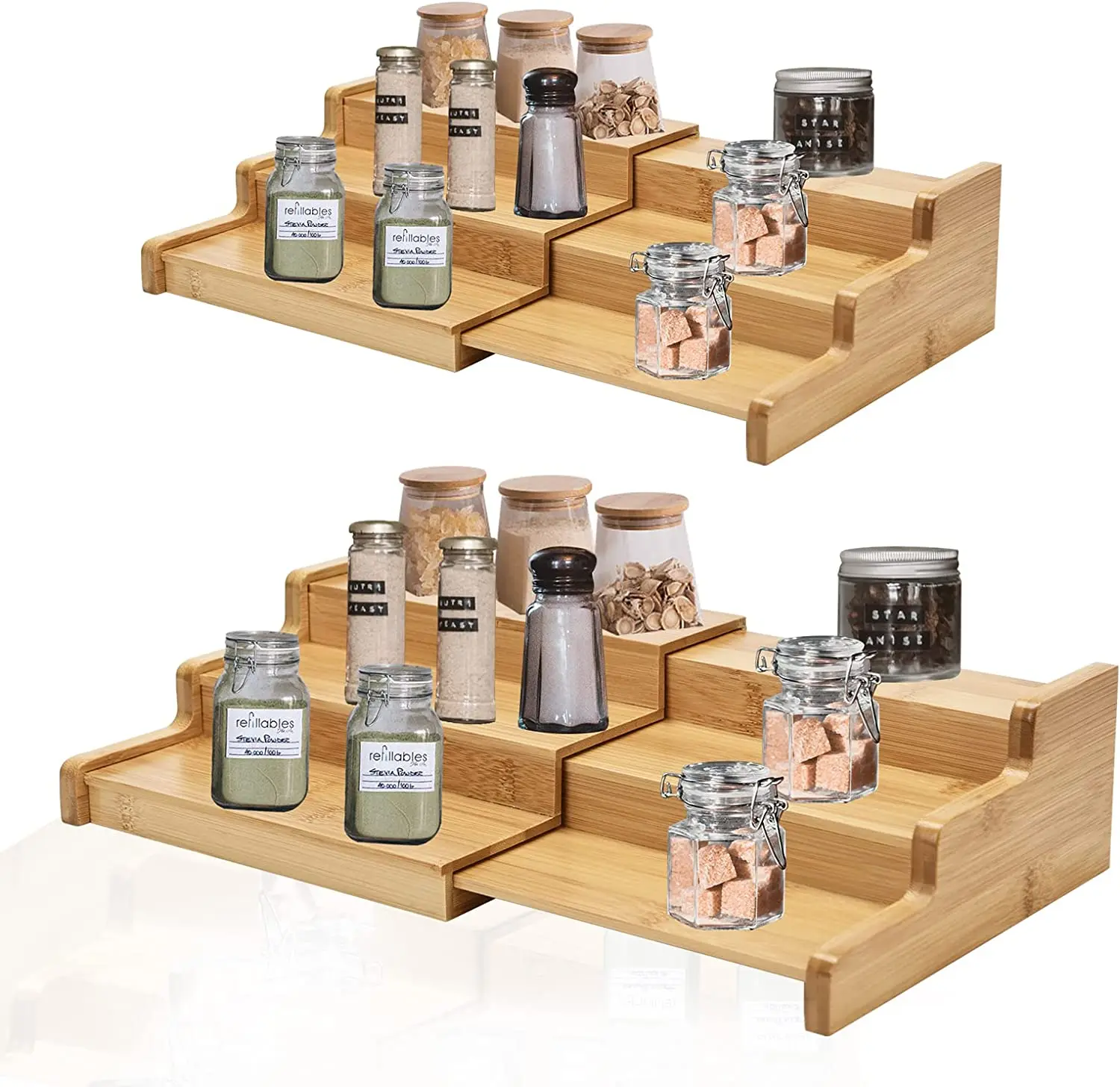 Spice Rack Organizer 3 Tier Bamboo Spice Rack Cabinet with Expandable from  Durable Seasoning Countertop Spice Rack for Cabinet (1600573403794)