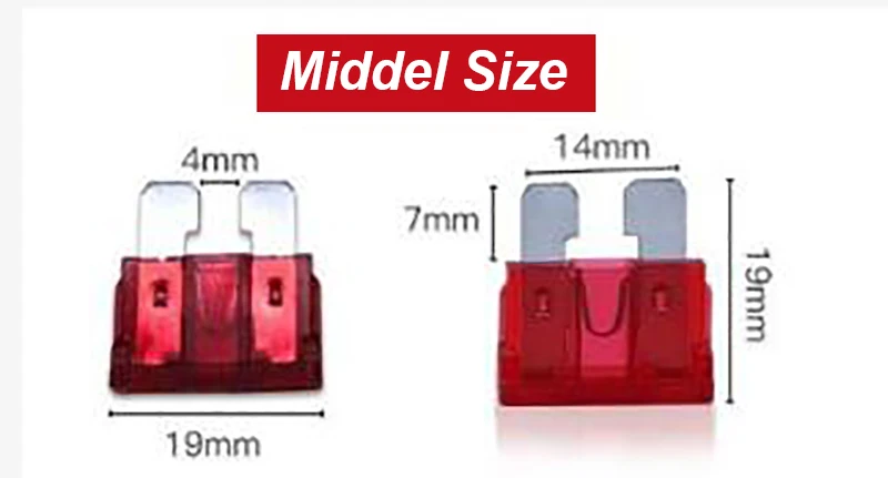 Car Fuse Assortment Set Profile Middle Size Blade Type Fuse Auto Car Truck 2-35A Fuse with Box Clip