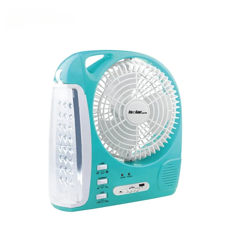 8 Inch rechargeable fan Solar Electric fan portable solar panel power FM radio speaker with LED study table lamp