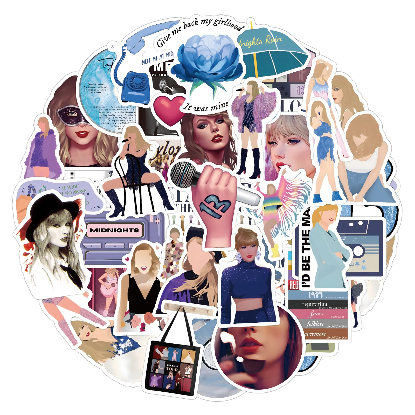 Wholesale Making PVC Adhesive Vinyl Art Stickers Custom Taylor Music Waterproof Stickers Sheet 50pcs100pcs For Phone & Laptop