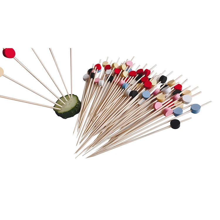 Disposable 100% Bamboo Cocktail Skewers Colorful Bamboo Sticks With Fruit