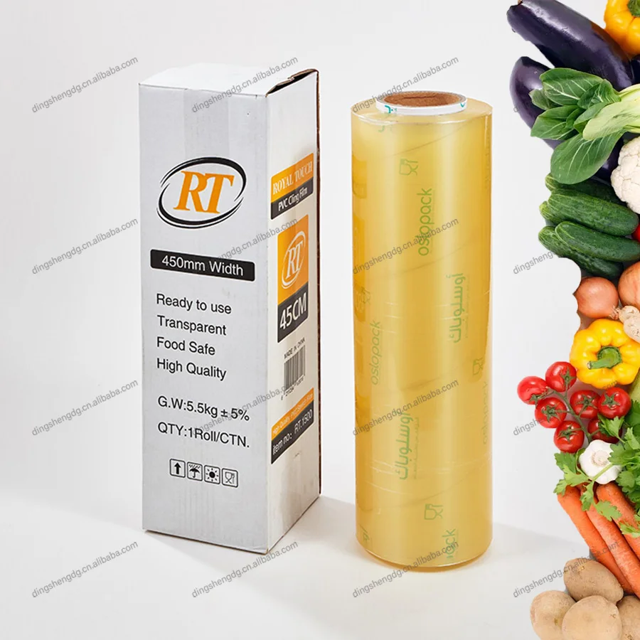 Super PVC Cling Film Food Grade Fresh Keeping Anti-fog Packaging Wrap Roll Cling Film Jumbo Roll for Supermarket Packing Food