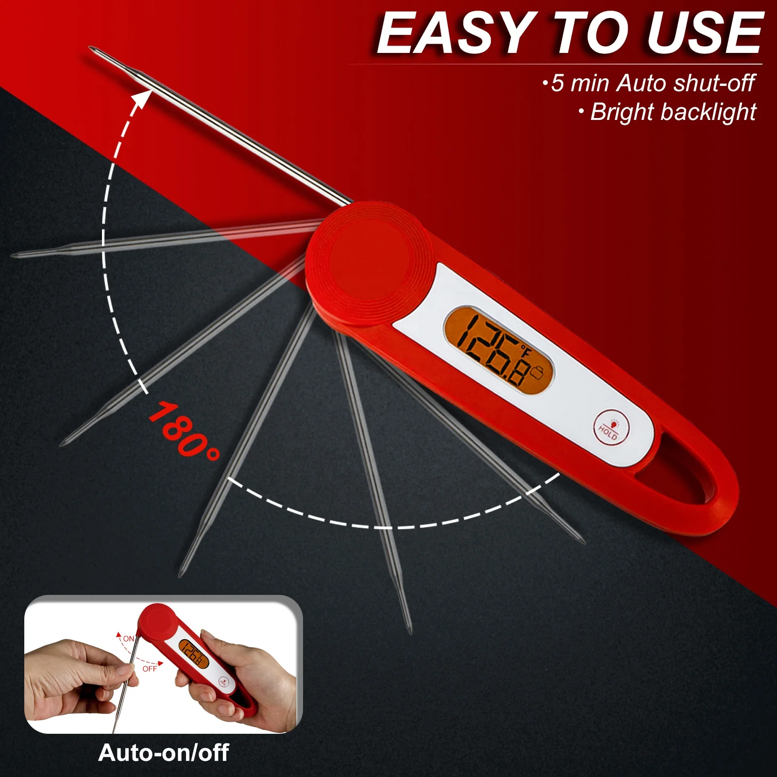 New Arrival Multifunctional Waterproof Backlight Foldable Probe Digital Food Thermometer With Magnet