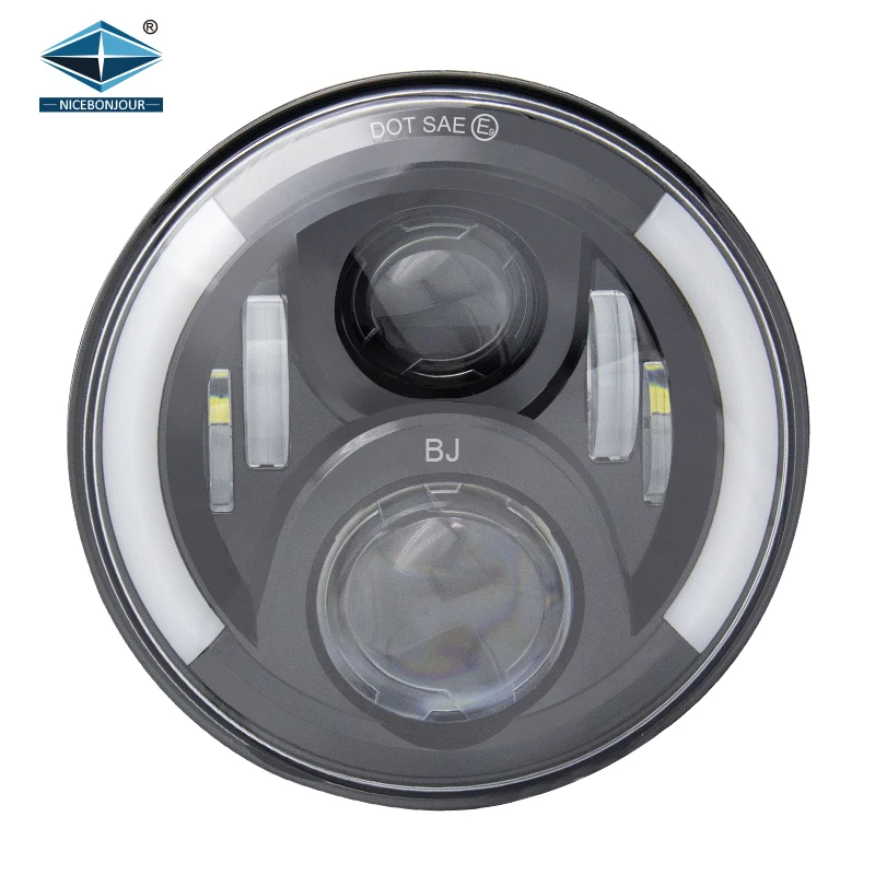 DC9-32V Angel Eyes Drl Turning Light 7' Auto Halo Round Headlight 7 Inch Led Headlight For Motorcycle For Jeep Cars