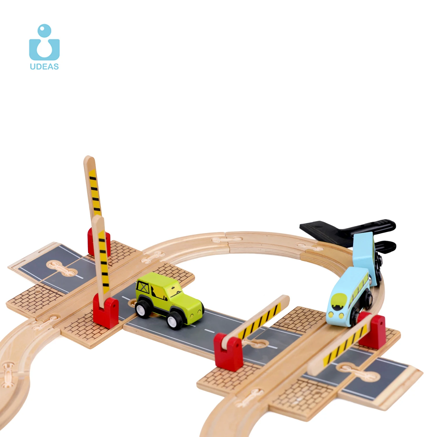 UDEAS Hight Quality Baby Wooden Train Track Railway Car Child Slot Figure Model Train Toys For Kids Set