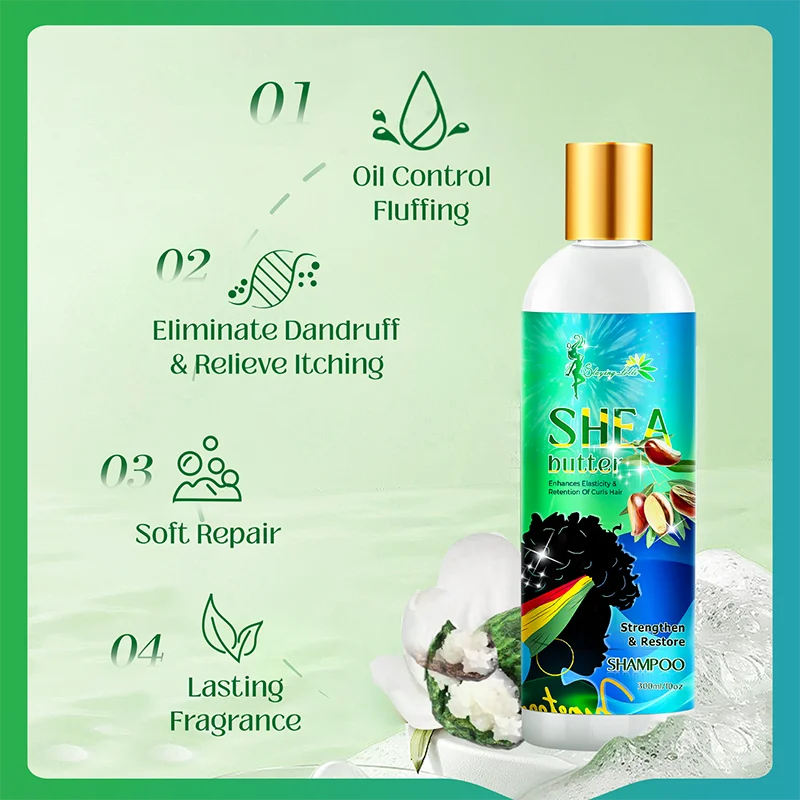 Moisturizing Sulfate Free Shea Butter Hair Shampoo and Conditioner For 2C 3C 4C Curl Hair Grow & Restore