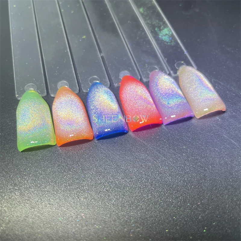 Sheenbow 3d rainbow holographic magnetic nail pigment holo cat eye powder
