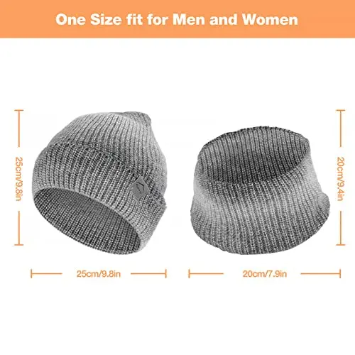 Soft Lined Knitted Winter Warm Ski Beanies USB Heated Hat and Scarf Set Neck Warmer for Men Women