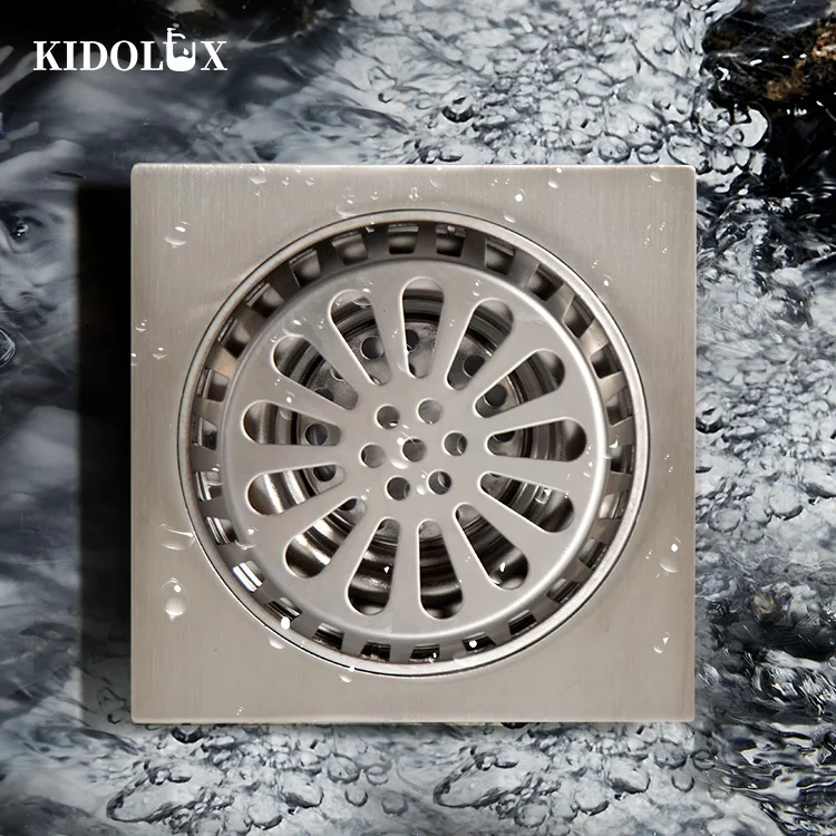Kidolux 100x100mm North American Outdoor Garden Laundry Room Brass Shower Anti Odor Floor Drain Gutter Odor Prevention Drainer