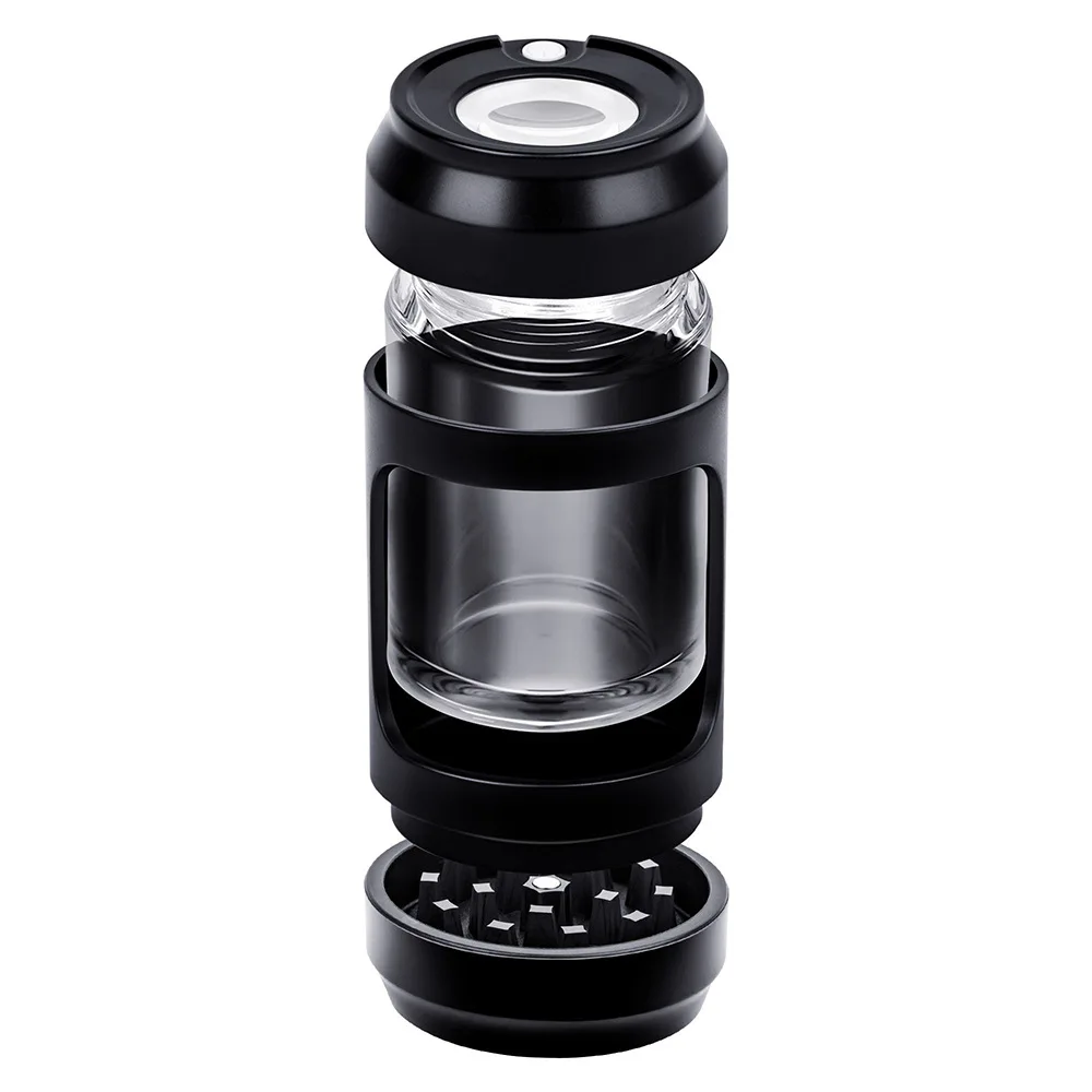 Led Light up Storage and Grinding in One Keep Herbs Dry and Fresh herb container Storage Jar with Herb Grinder