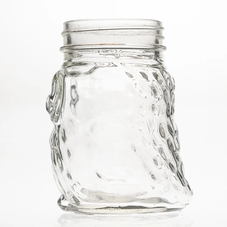 Factory direct selling 400ml owl animal shaped beverage jars clear empty Glass mason jar mug with lids