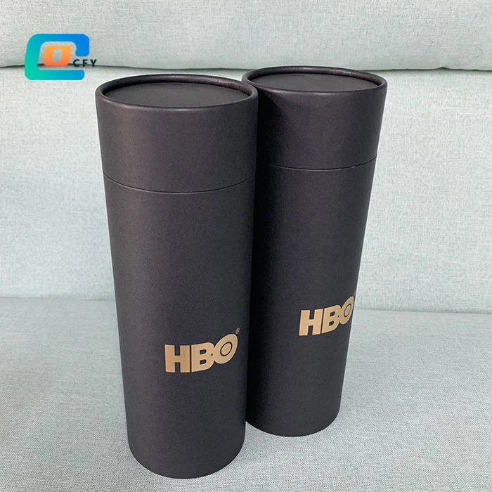 Recycled plastic free paper tubes cylinder packaging for water bottle custom tube packaging for gift Tshirt packaging tube