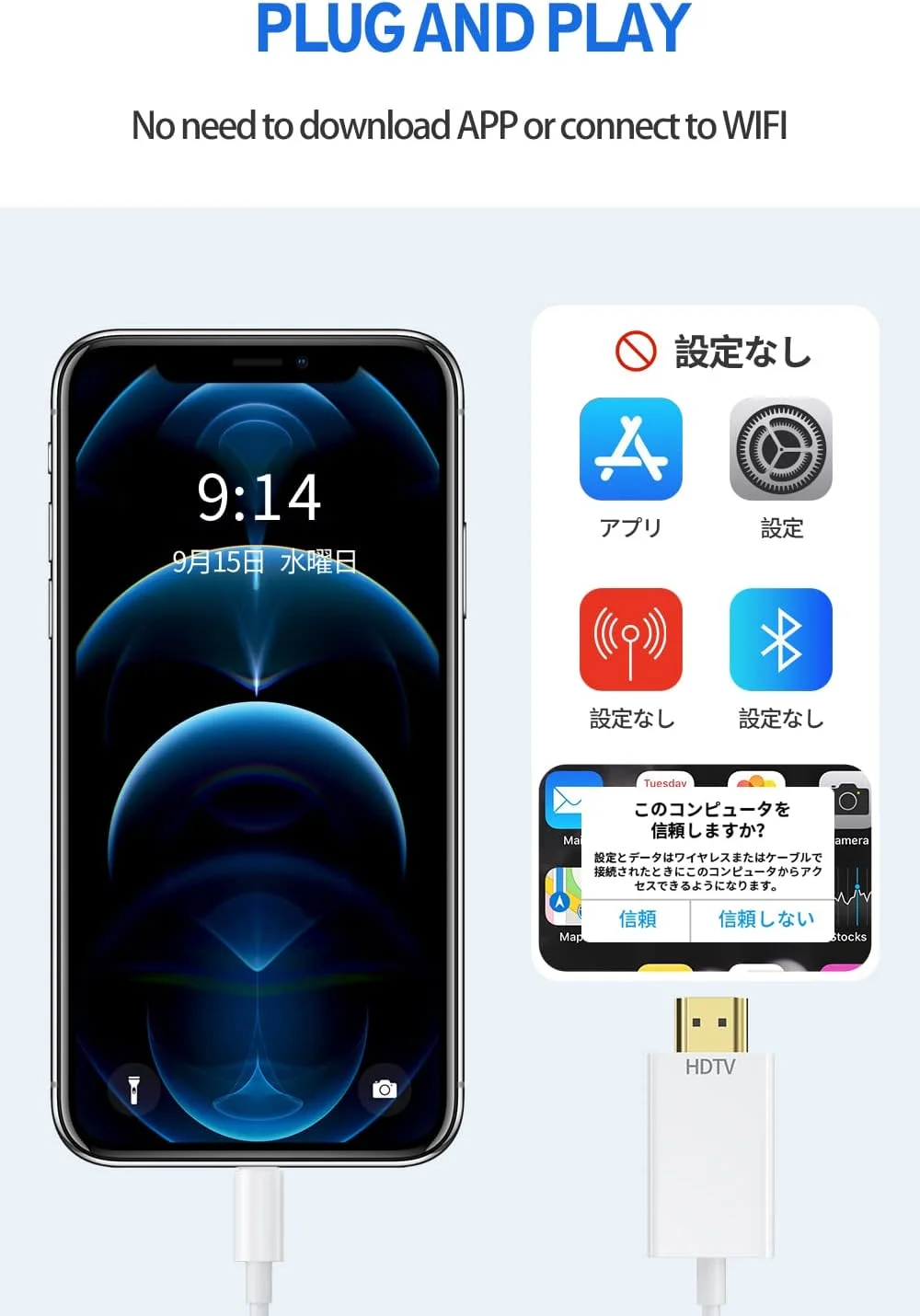 hot sell mobile hdmi cable 1080P  Digital  AV TV HDTV Audio Video Adapter  White cable  For iPhone iPad for Phone To TV