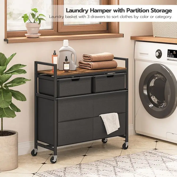 Wholesale Laundry Basket on Wheels, HOOBRO Brand Laundry Hamper Sorter on Wheels for Clothes, Dirty Clothes Washing Rolling Cart