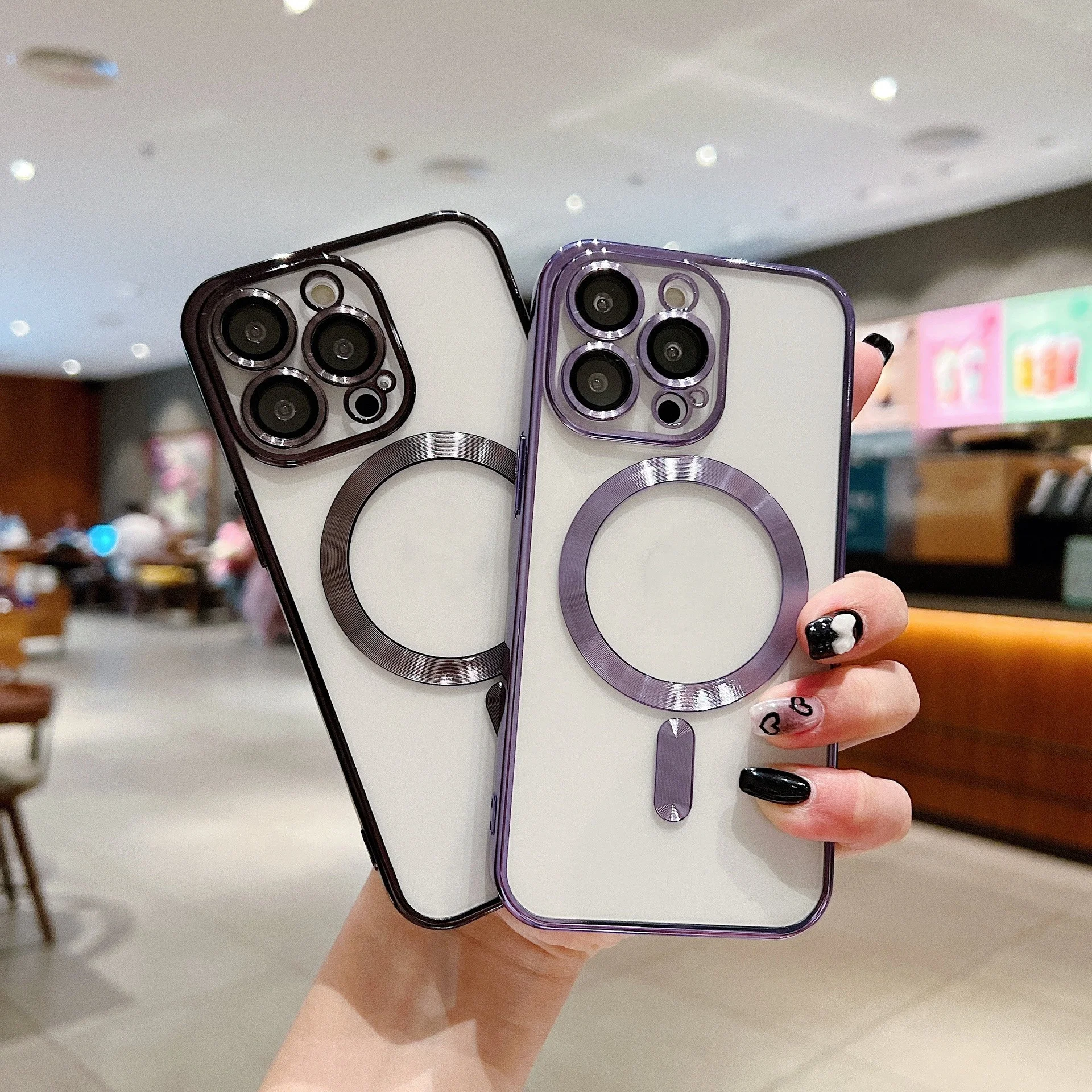 Luxury Transparent Silicone Phone Case For Iphone 14 13 12 11 Pro Max With Lens Protector For Magnetic Wireless Charging Cover