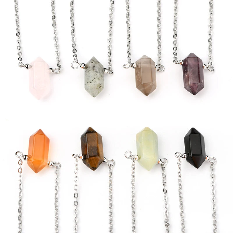 Wholesale Natural Stone Pendant Quartz Crystals Stones Healing crystal chakra crystal stone round pendant For Jewelry Making