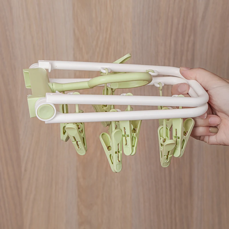 Foldable Laundry hanger with pegs 10 Custom Square Plastic Hanger for Socks and Clothes