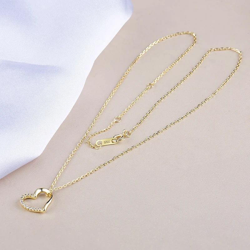 Hot sale 18k gold plated heart pendant necklace heart zircon necklace