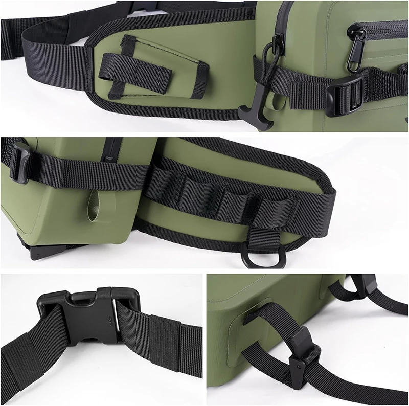 Waterproof Fishing Waist Pack Fishing Tackle Bag Fanny Pack Waist Bag with Adjustable Strap Fishing Rod Holder