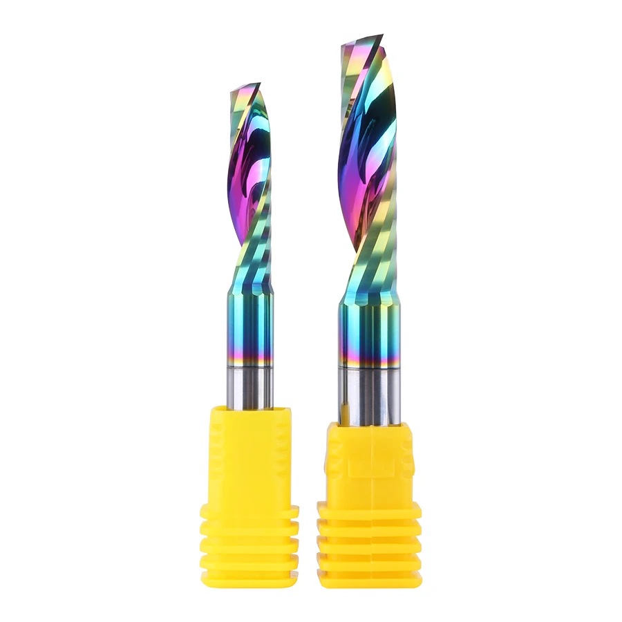Douruy 2A coated CNC Wood Router Bits One Flute Spiral Solid Carbide End Mill Single Flute Milling Cutter for Acrylic Wood