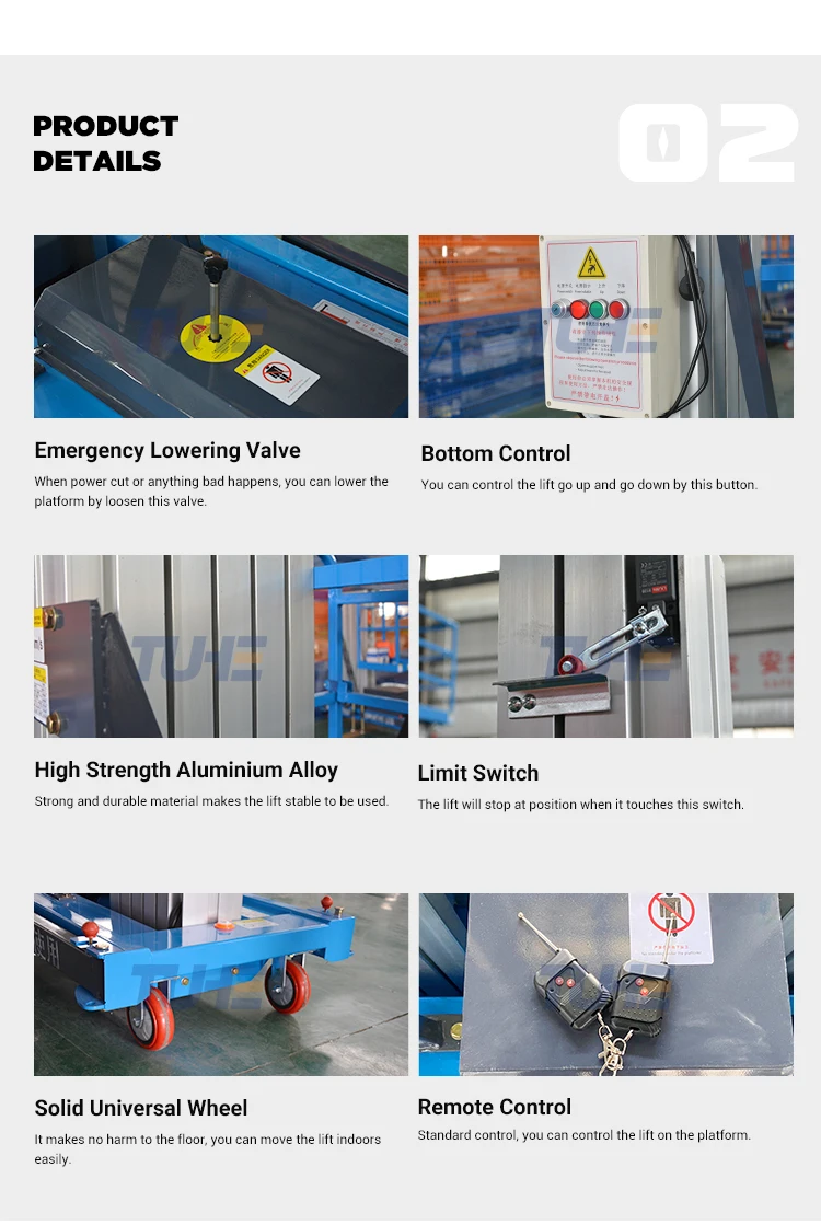 China Manufacturer Hydraulic Vertical Lift Vertical Single Mast Lift Vertical Man Lift