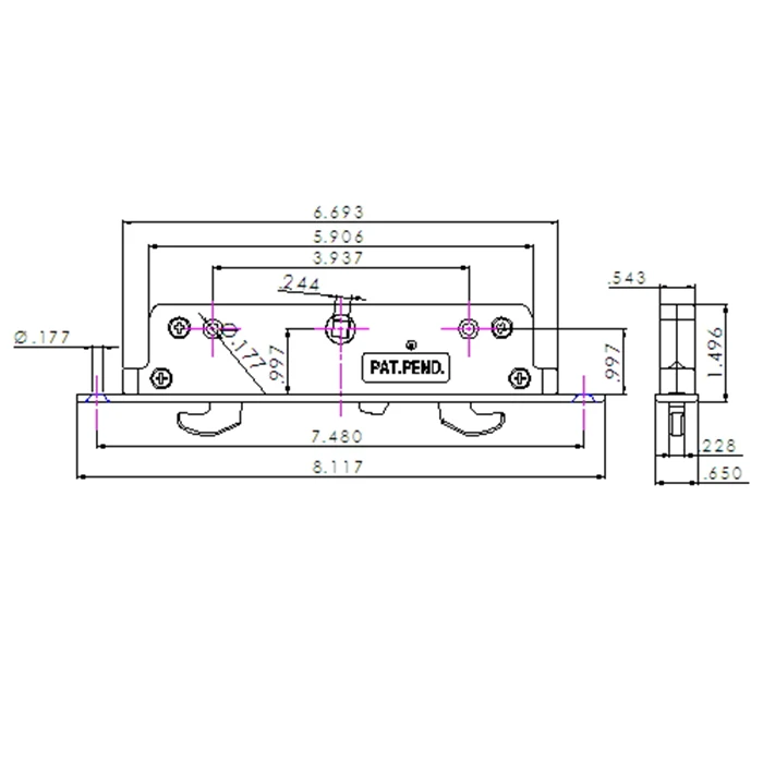 Double Point Adjustable Mortise Lock Set, Patio Sliding Door Mortise Lock PM540