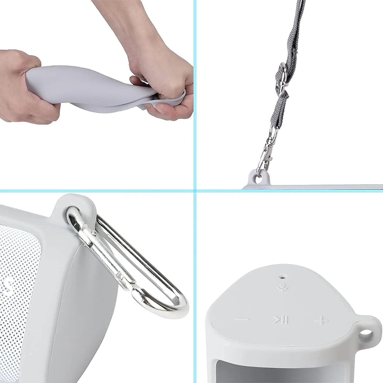 Light Gray Hard Shell EVA Shockproof Electronics Storage Case Bag Pouch Cover for BT Speaker - Case Only