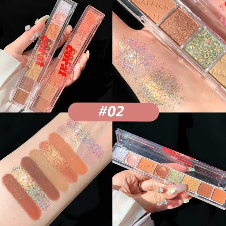 MAFFICK 8 Color High Pigment Sequins Pearly Luster Eye Shadow Palette Clear Case Chrome Rainbow Eyeshadow Pallette OEM low MOQ