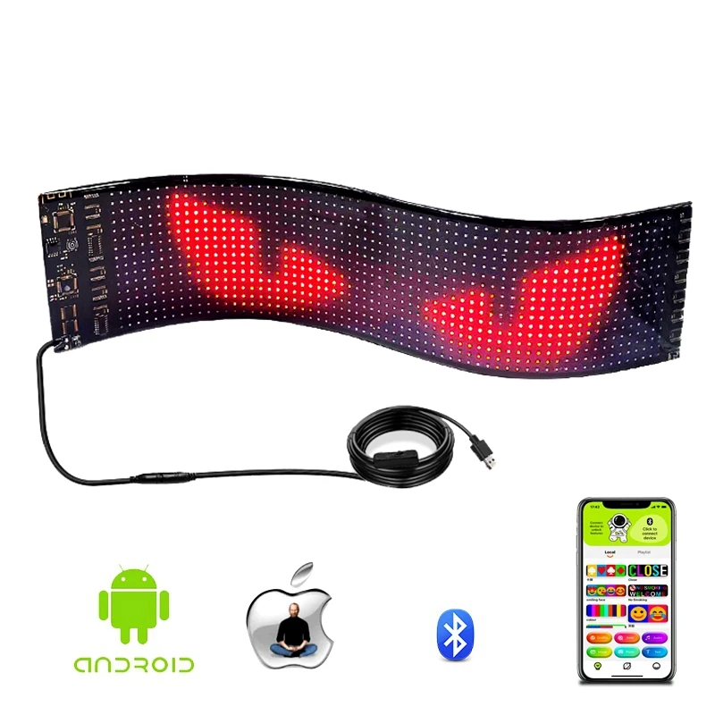 Programmable LED Car Sign Board Bendable LED Scrolling Message Strip APP Edit Flexible LED Display for Car Shop Store