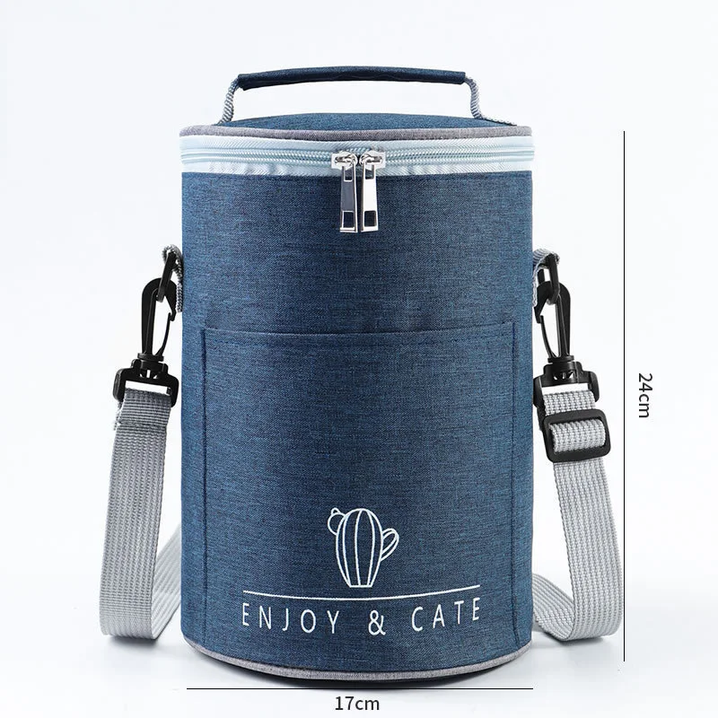 custom logo cylinder lunch aluminum foil portable round cooler bags fish insulated picnic bag