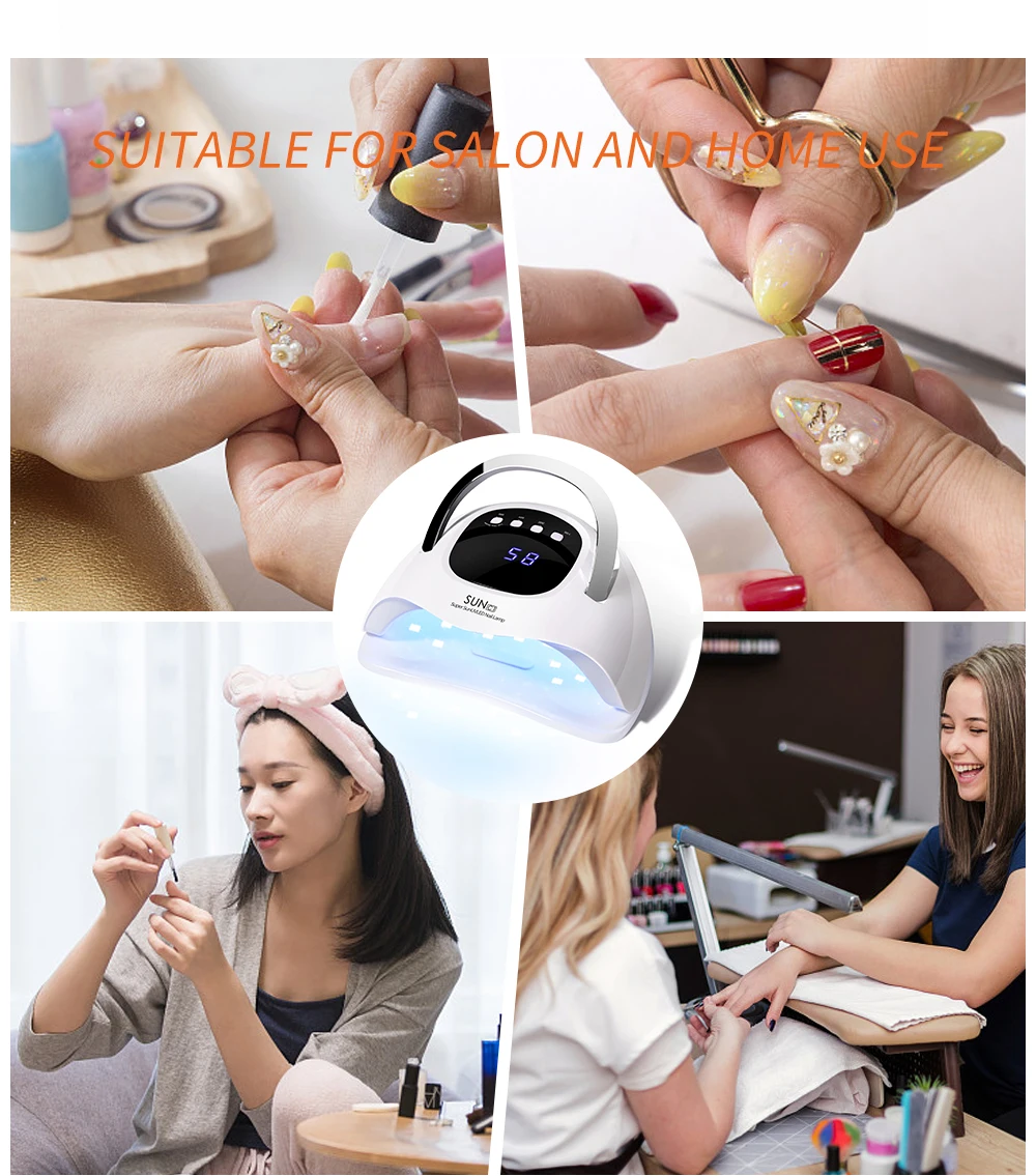 Private Label Portable Handle SUN UV Gel Nail Lamp 288W LED Nail Light Fast Nail Dryer for Gel Polish Curing With 4 Timers