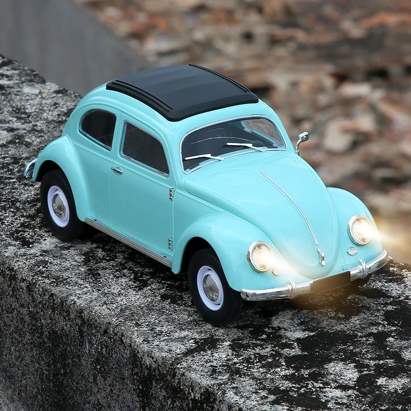 D62MINI Classic Beetle Vintage 10Km/H RC Car 1:16 Scale Model 2.4Ghz Remote Control Toys Children Car Model Enthusiast Gifts