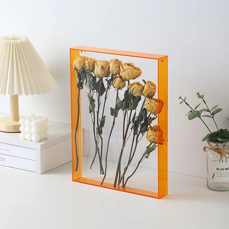 ACRYLIC HOLLOW PHOTO FRAME DRIED PERMANENT FLOWERS SPECIMEN DISPLAY STAND DIY HANDICRAFTS FRAME MEMORIAL ORNAMENTS