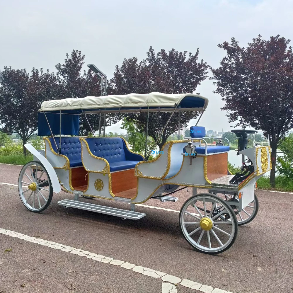 Discount price sightseeing horse cart elegant electric royal horse wagon victoria horse carriage on sale