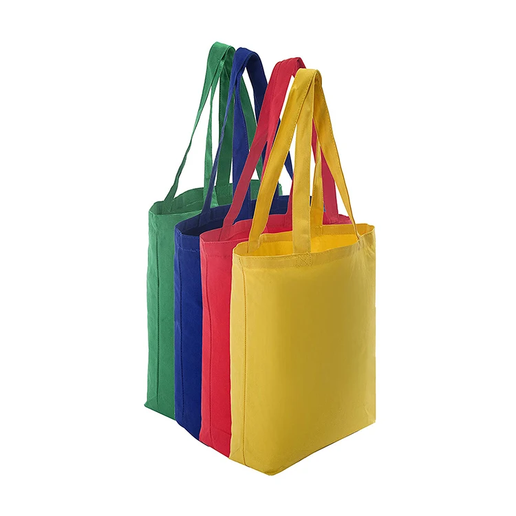Storage Custom 12oz Cotton Grocery Shopping Bag Eco Friendly Folding Logo Printed Colorful Blank Canvas Bags With Handles