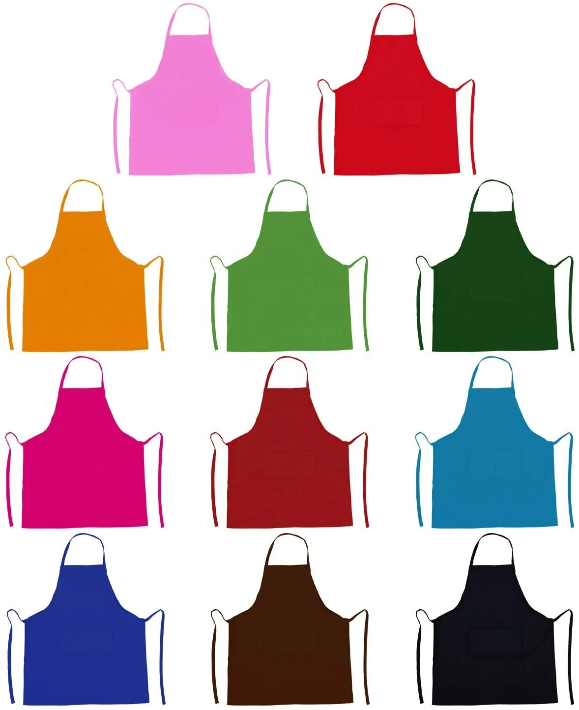 Customised Plain Eco-friendly Spun Polyester Cheap Aprons White  Kitchen with Pocket