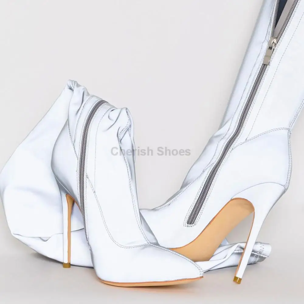 Fashion heels Sexy ladies pointed toe reflective thigh high boots Party shoes wholesale stiletto heels over knee boots for women