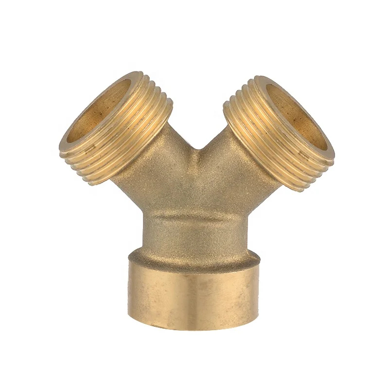 Brass Y Shaped Three way Union Fitting 2 way pipe fitting brass hose barb Connector