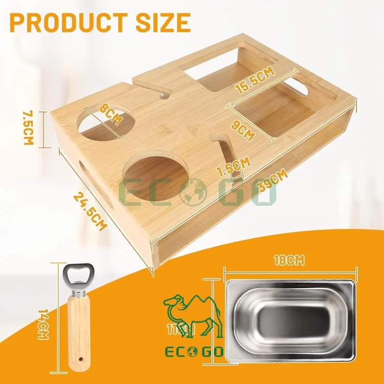 Bamboo Couch Snack Caddy With 2 Wine Glass Holder Couch Bar Snack Box for Sofa Bed Food Box Snack Couch Tray Kit