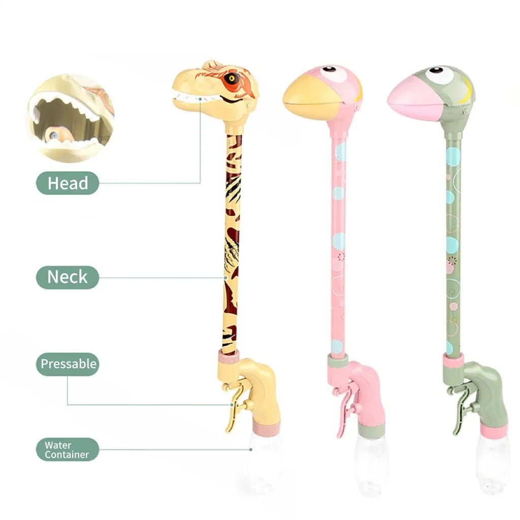 High Quality  Long-necked Animal Summer Water Gun Cartoon Water Sprinkler Outdoor Pool and Water Squirt Toy Gun With Candy