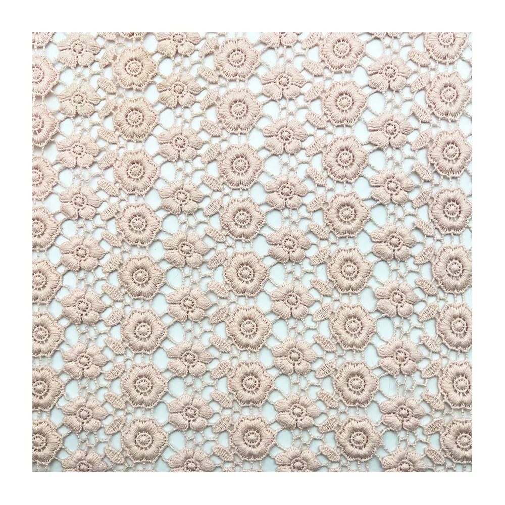 High quality stock water-soluble embroidery flower fabric hollow out cotton lace fabric with holes guipure embroidery fabric