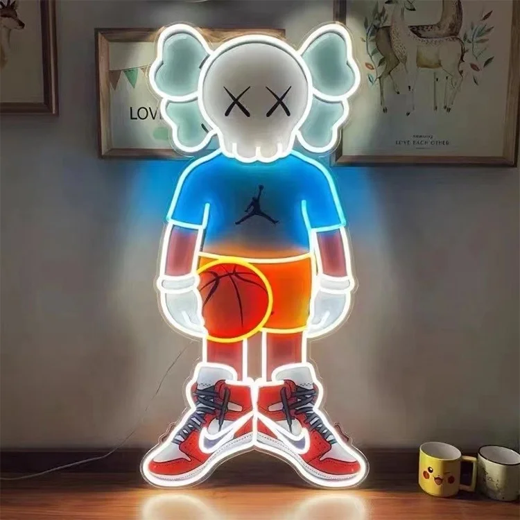 New customizable style and custom kaws led lights neon sign color comics kaws neon