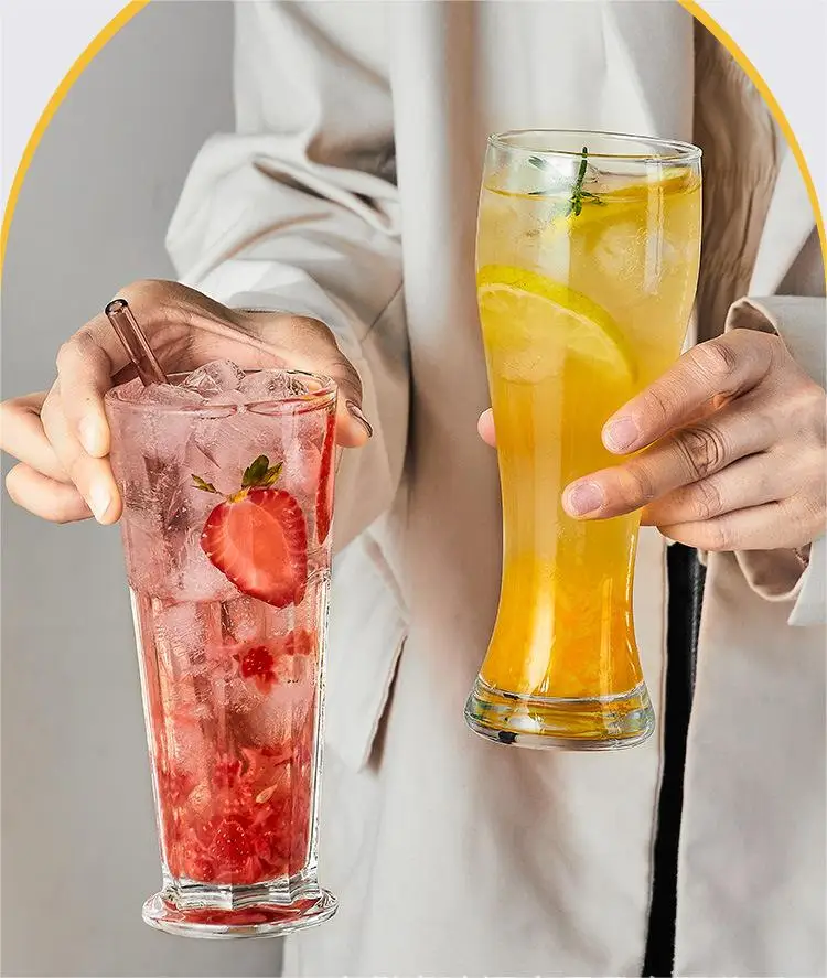 Gibraltar Octagonal Mojito Sparkling Glass Sublimation Beer Juice Fruit Tea Mug Straw Fruit Tea Beer Juice Sparkling Mojito